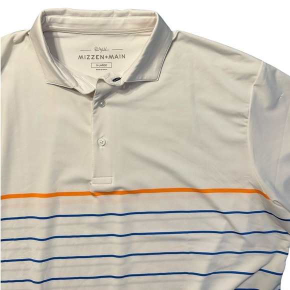Mizzen+Main Other - Mizzen+Main Phil Mickelson Mens XL White Striped Golf Polo PMP-S20-11009